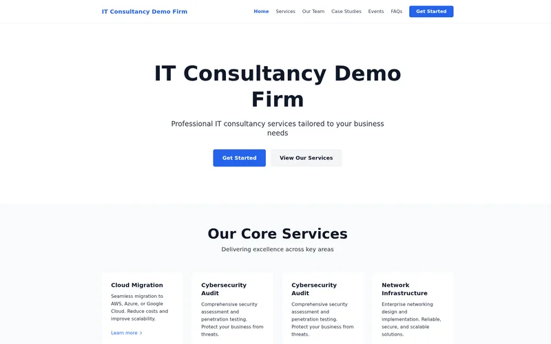 Preview of IT Consultancy theme homepage